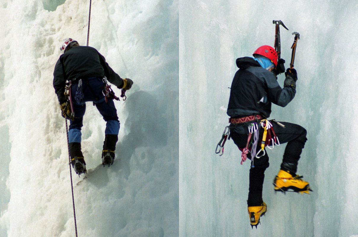 13 Climbers On Frozen Upper Waterfalls In Johnston Canyon In Winter